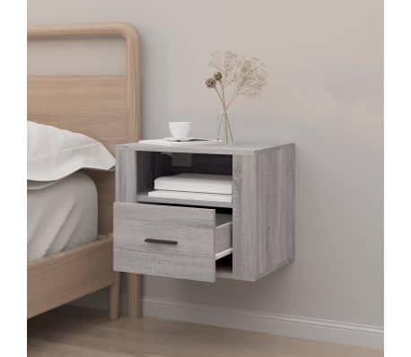 vidaXL Nachtkastje wandgemonteerd 50x36x40 cm grijs sonoma eikenkleur