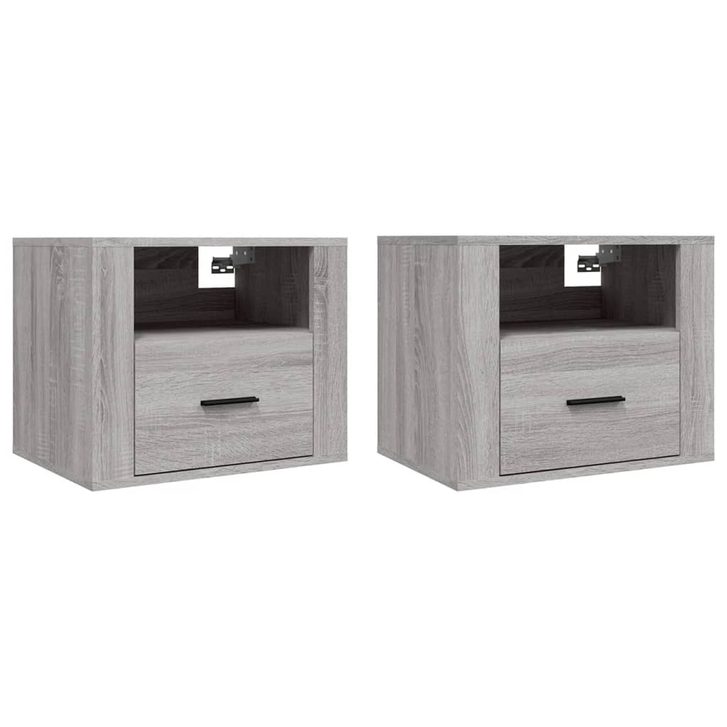 vidaXL Nachtkastjes 2 st wandgemonteerd 50x36x40 cm grijs sonoma eiken
