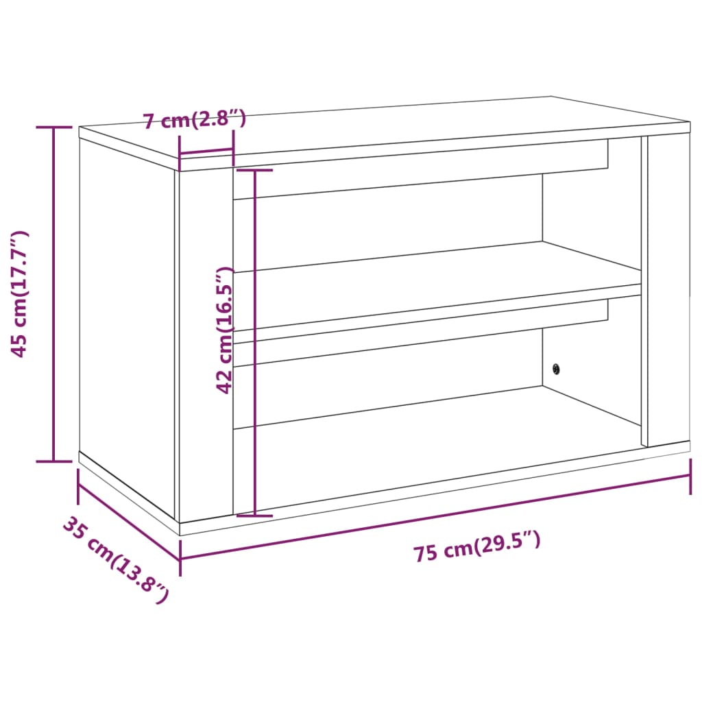 fekete szerelt fa cipőtartó 75x35x45 cm