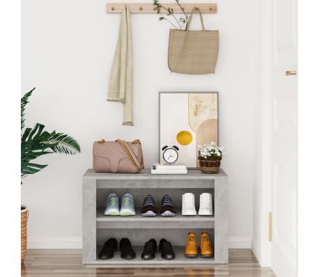 vidaXL &Eacute;tag&egrave;re &agrave; chaussures Gris b&eacute;ton 75x35x45 cm Bois d'ing&eacute;nierie