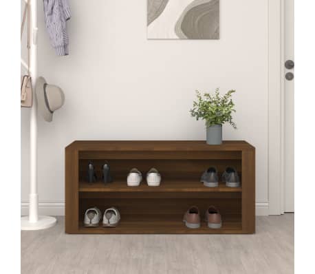 vidaXL Етажерка за обувки, кафяв дъб, 100x35x45 см, инженерно дърво