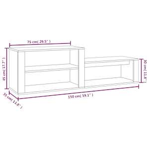 Botník bílý s vysokým leskem 150 x 35 x 45 cm kompozitní dřevo - obrázek 9