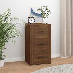 Komoda rjav hrast 40x33x70 cm inženirski les