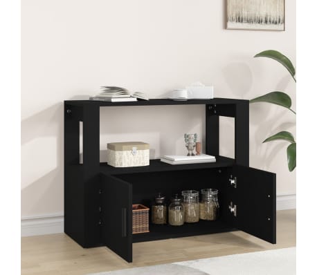vidaXL &Scaron;oninė spintelė, juodos spalvos, 80x30x60cm, apdirbta mediena