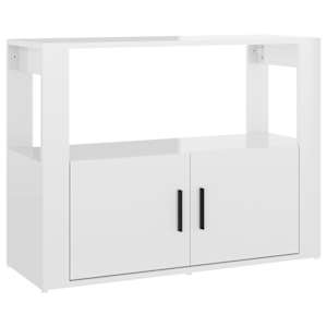 Příborník bílý s vysokým leskem 80x30x60 cm kompozitní dřevo - obrázek 2