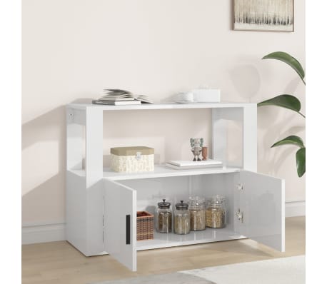 vidaXL Buffet Blanc brillant 80x30x60 cm Bois d'ing&eacute;nierie