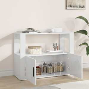 vidaXL Buffet Blanc brillant 80x30x60 cm Bois d'ing&eacute;nierie