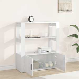 Příborník bílý s vysokým leskem 80x30x90 cm kompozitní dřevo - obrázek 3