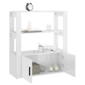 Příborník bílý s vysokým leskem 80x30x90 cm kompozitní dřevo - obrázek 5