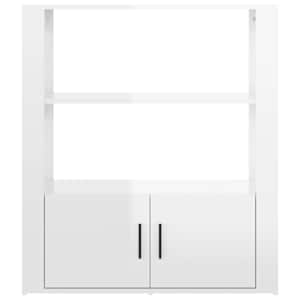 Příborník bílý s vysokým leskem 80x30x90 cm kompozitní dřevo - obrázek 6