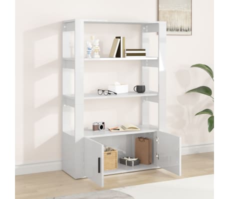 vidaXL &Scaron;oninė spintelė, balta, 80x30x119,5cm, apdirbta mediena, blizgi