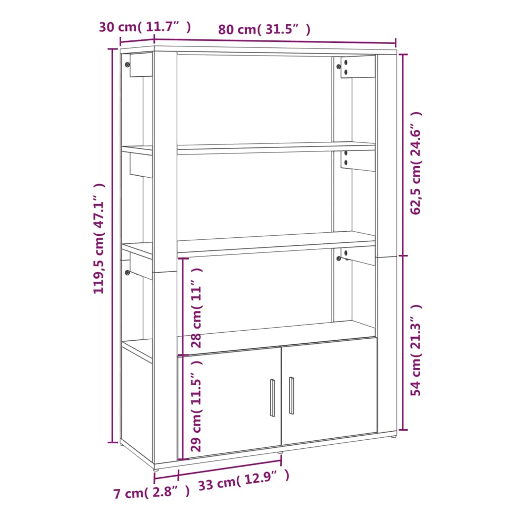 Komoda sonoma hrast 80x30x119,5 cm inženirski les