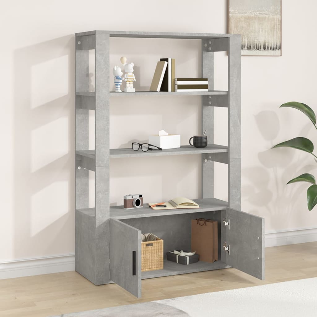 vidaXL Dressoir 80x30x119,5 cm bewerkt hout betongrijs