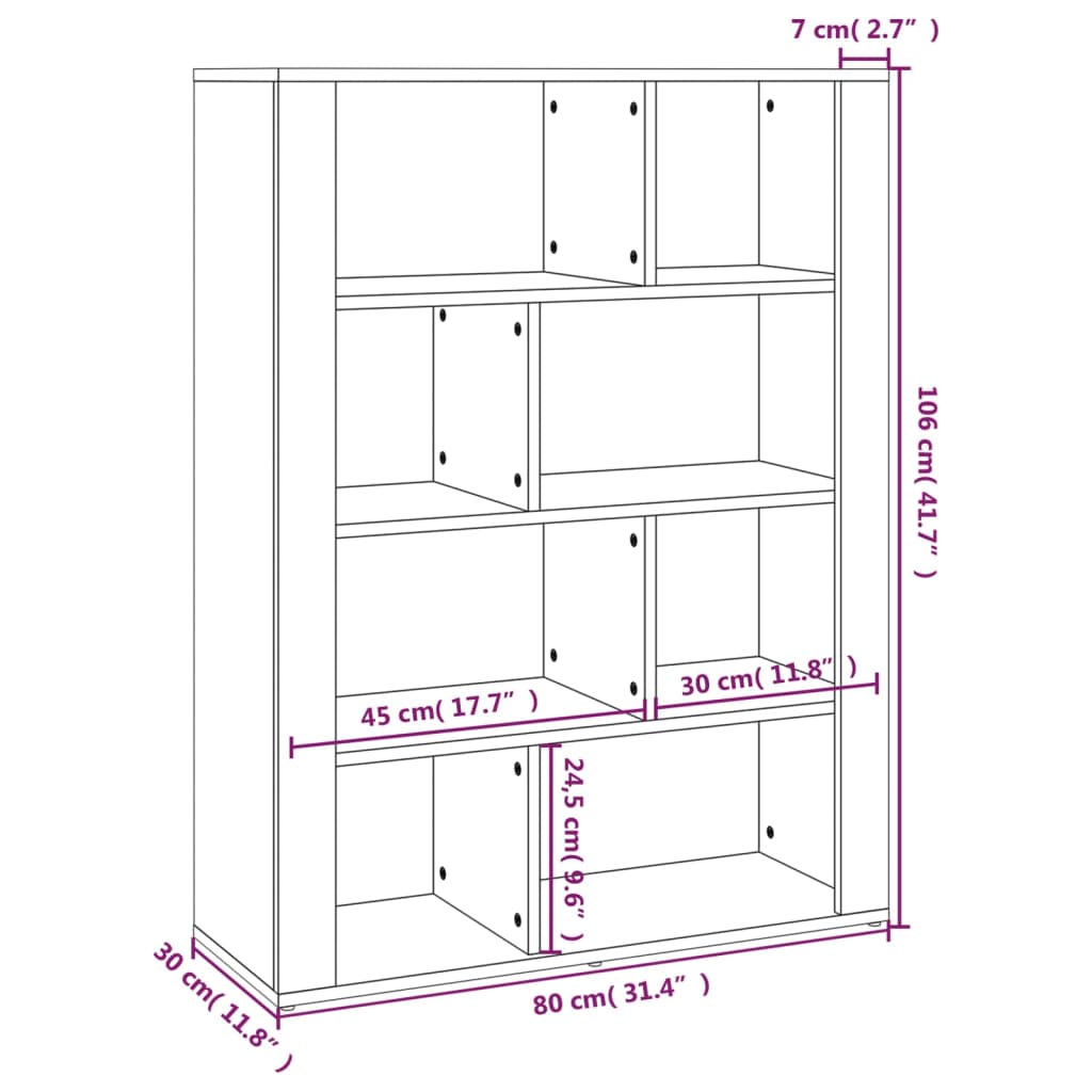 Komoda rjav hrast 80x30x106 cm inženirski les