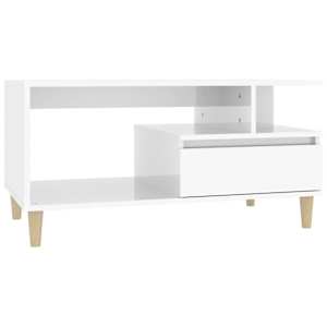 Konferenční stolek lesklý bílý 90x49x45 cm kompozitní dřevo - obrázek 2