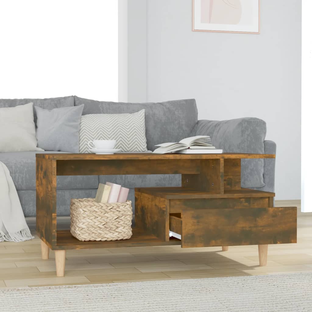 vidaXL Sohvapöytä savutammi 90x49x45 cm tekninen puu