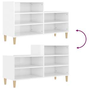 Botník bílý s vysokým leskem 102x36x60 cm kompozitní dřevo - obrázek 7