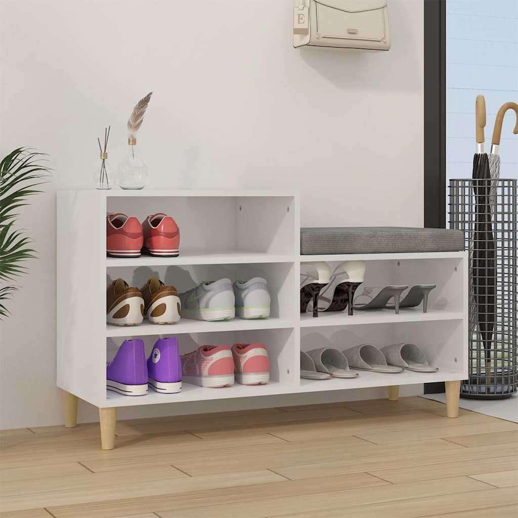 vidaXL skoreol 102x36x60 cm konstrueret træ hvid højglans