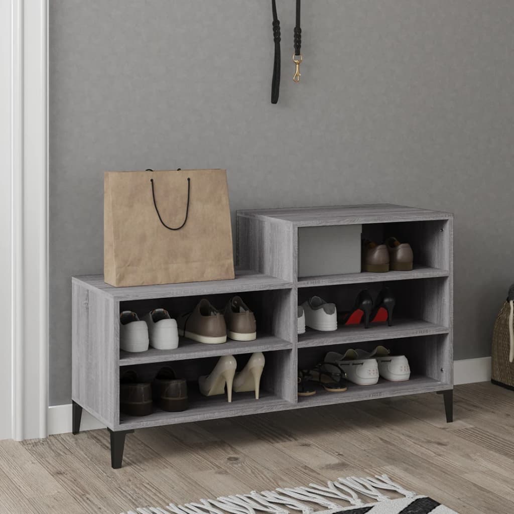 vidaXL Schoenenkast 102x36x60 cm bewerkt hout sonoma grijs afbeelding