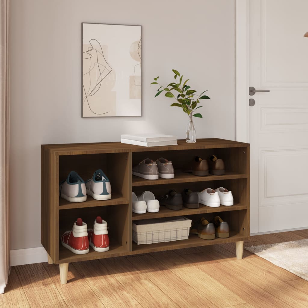 vida XL Schuhregal Braun Eichen-Optik 102x 36x 60 cm Holzwerkstoff
