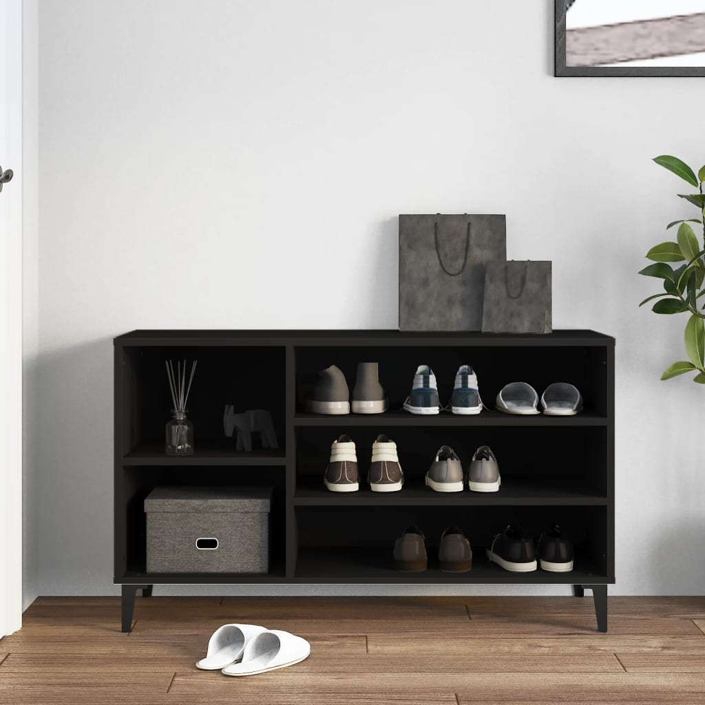 Scarpiera Salvaspazio，Portascarpe，Mobili per scarpe Nera 40x36x105 cm in  Legno Multistrato MCI185487 MaisonChic