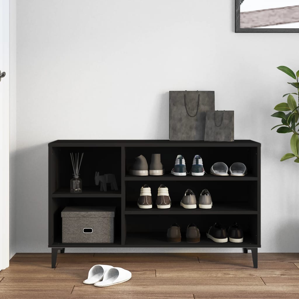 vidaXL Schoenenkast 102x36x60 cm bewerkt hout zwart afbeelding