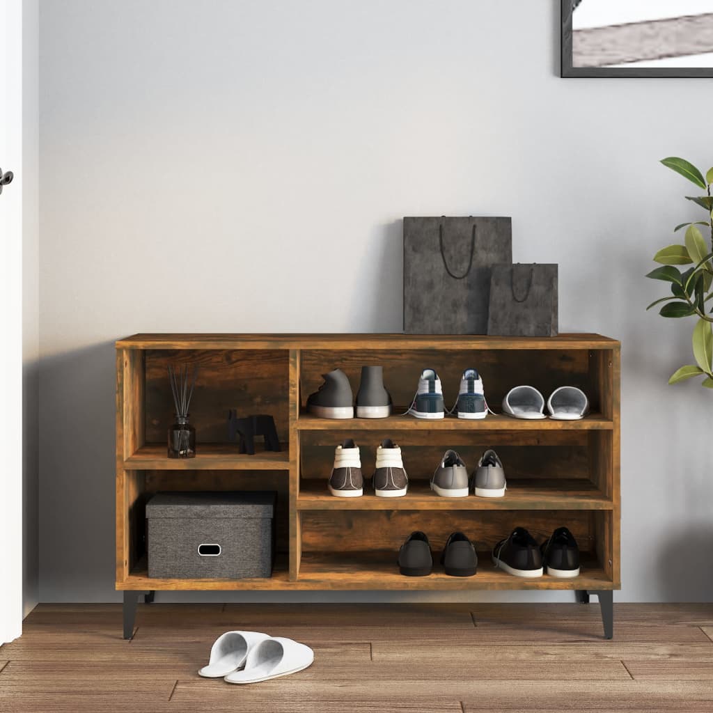 vidaXL Schoenenkast 102x36x60 cm bewerkt hout gerookt eikenkleurig afbeelding