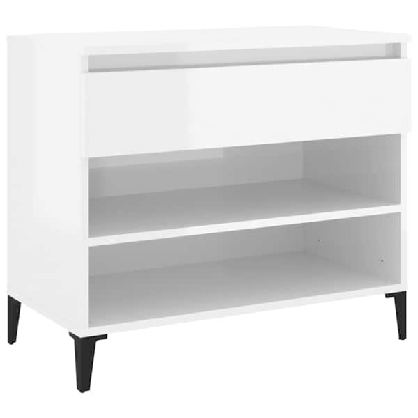 vidaXL jalatsikapp, k&otilde;rgl&auml;ikega valge, 70 x 36 x 60 cm, tehispuit