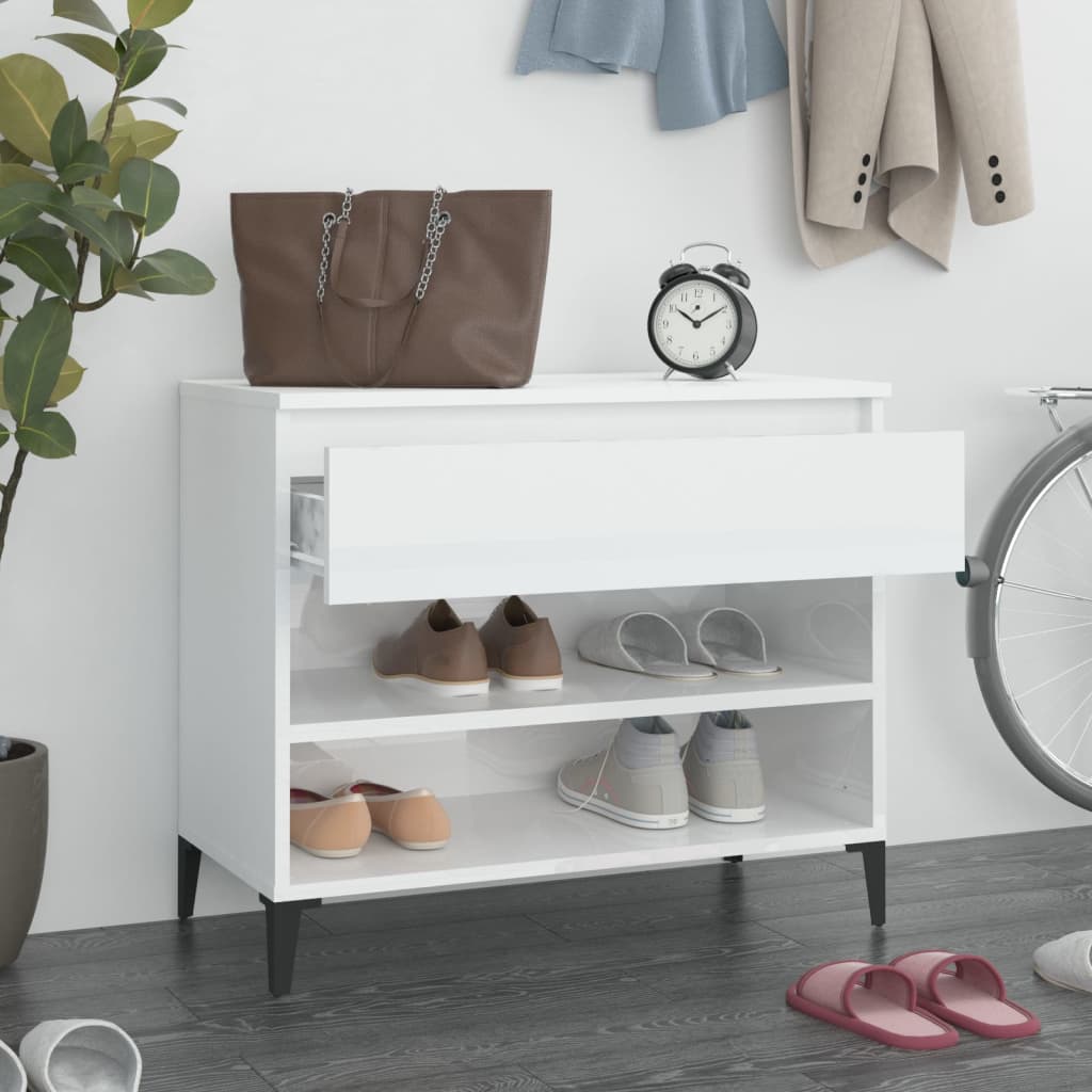vidaXL Schoenenkast 70x36x60 cm bewerkt hout hoogglans wit afbeelding