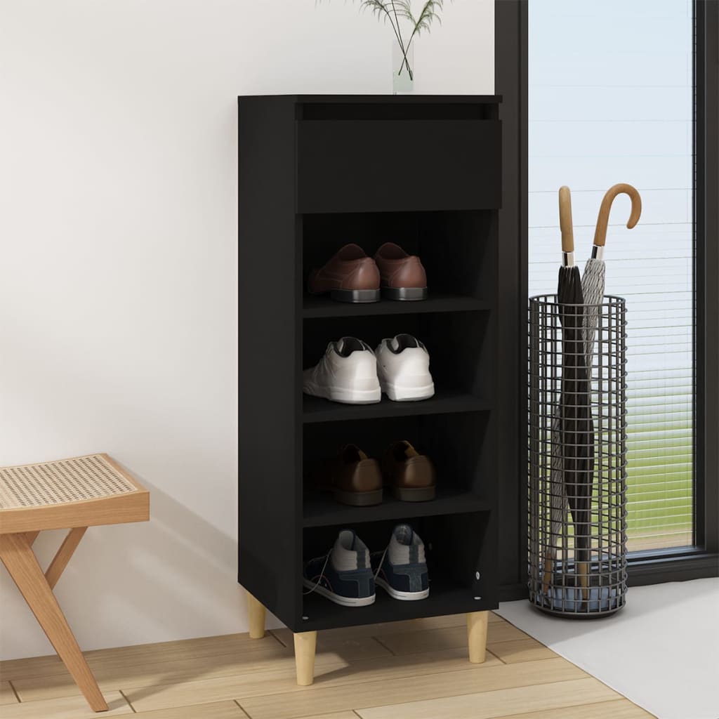 vidaXL Pantofar, negru, 40x36x105 cm, lemn compozit