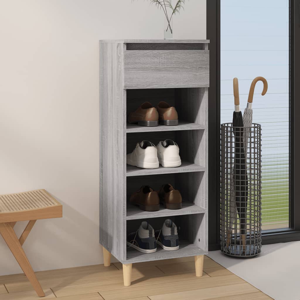 Armoire à Chaussures Noire – 40x36x105 Cm – Bois D’ingénierie – Rangement étagères