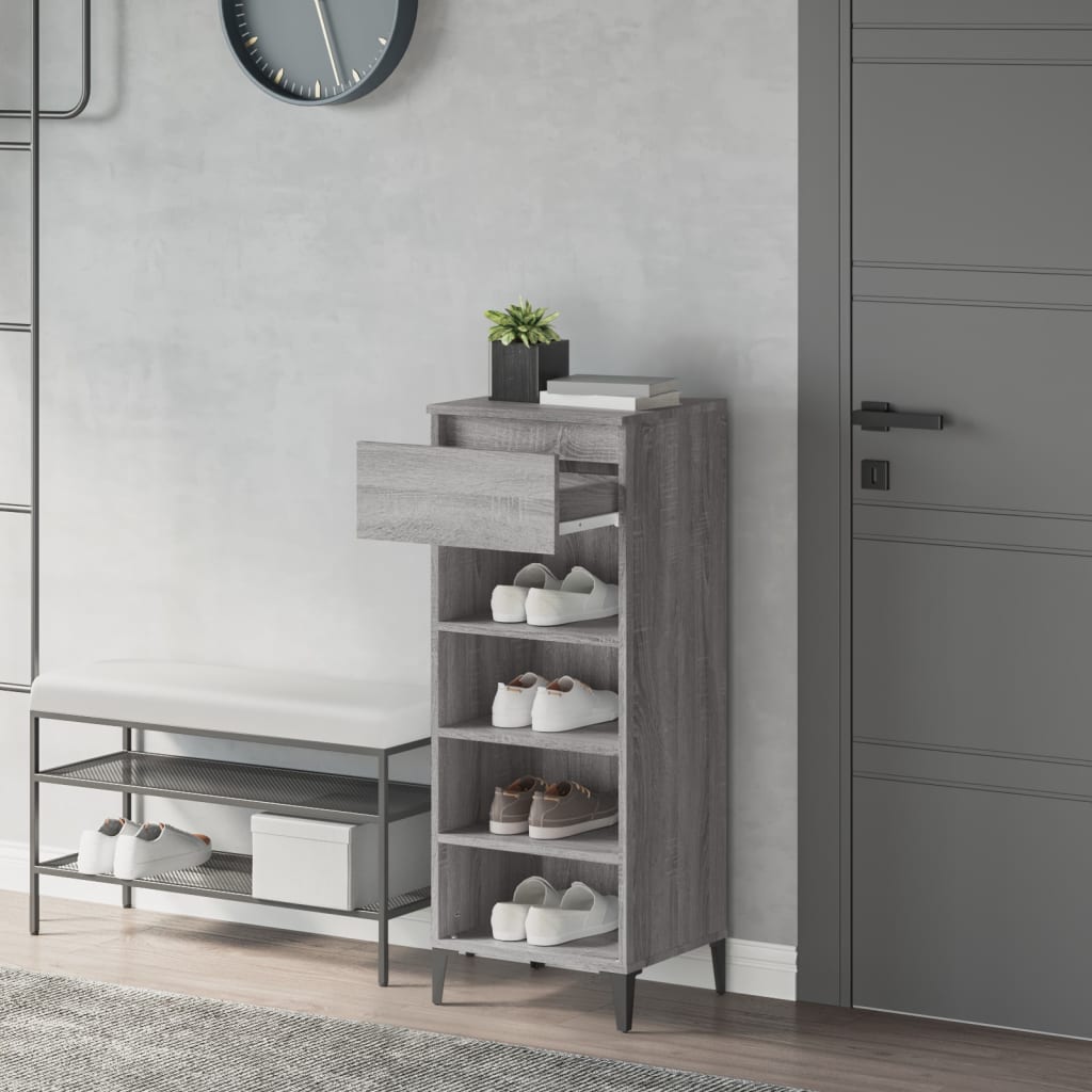 vidaXL Schoenenrek 40x36x105 cm bewerkt hout grijs sonoma eikenkleurig afbeelding