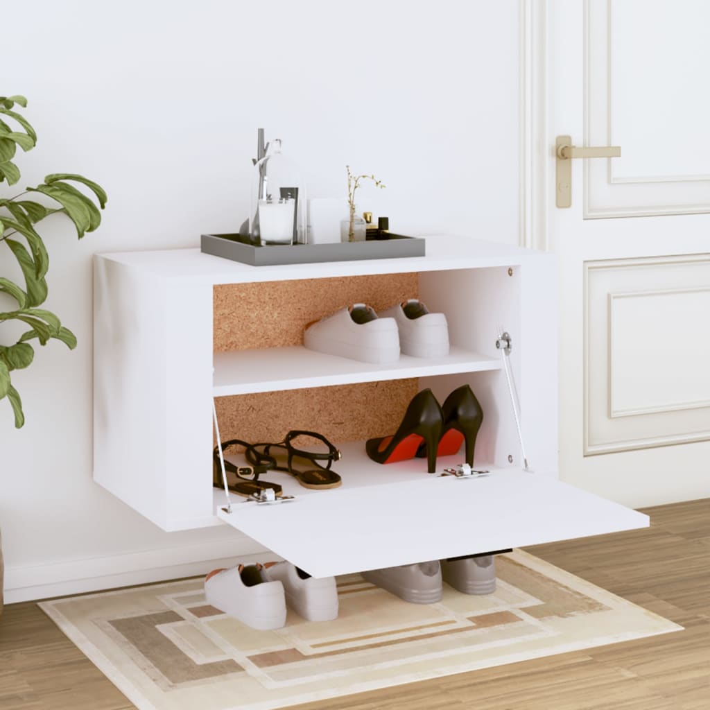Maison Exclusive Mueble zapatero de madera contrachapada blanco 30x35x105  cm