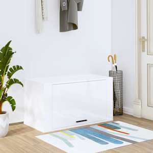Nástěnný botník bílý s leskem 70 x 35 x 38 cm kompozitní dřevo - obrázek 1