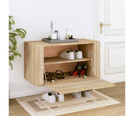 vidaXL v&aelig;gh&aelig;ngt skoskab 70x35x38 cm konstrueret tr&aelig; Sonoma-eg