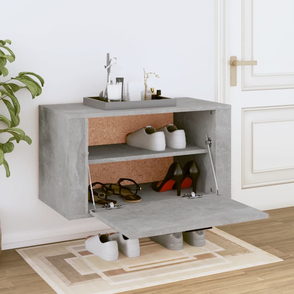 vidaXL Seinäkenkäkaappi betoninharmaa 70x35x38 cm tekninen puu