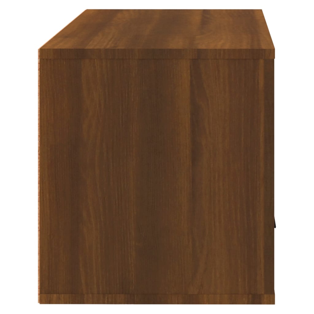 barna tölgyszínű tömör fenyőfa fali cipőszekrény 70x35x38 cm