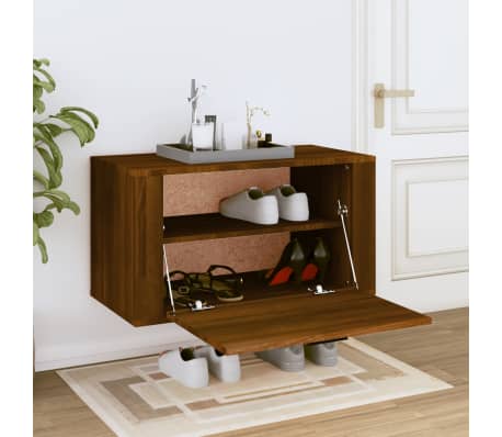 vidaXL Armoire &agrave; chaussures murale Ch&ecirc;ne marron 70x35x38cm Bois de Pin