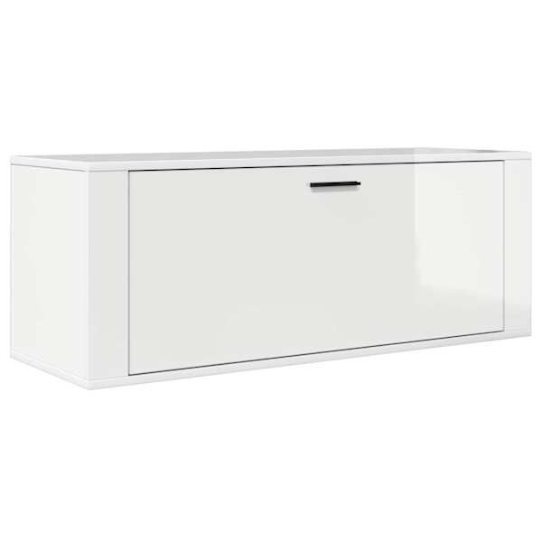vidaXL jalatsikapp, k&otilde;rgl&auml;ikega valge, 100 x 35 x 38 cm, tehispuit