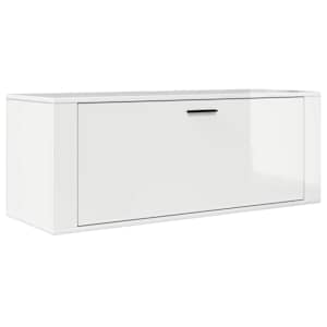 Nástěnný botník bílý vysoký lesk 100x35x38 cm kompozitní dřevo - obrázek 2