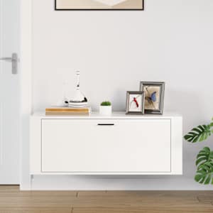 Nástěnný botník bílý vysoký lesk 100x35x38 cm kompozitní dřevo - obrázek 3