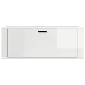 Nástěnný botník bílý vysoký lesk 100x35x38 cm kompozitní dřevo - obrázek 5