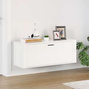 Nástěnný botník bílý vysoký lesk 100x35x38 cm kompozitní dřevo - obrázek 1