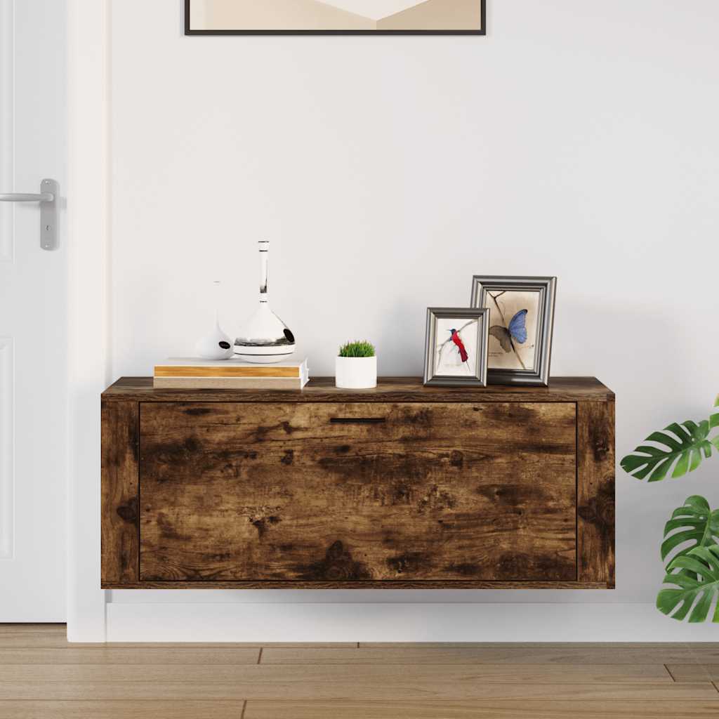 vidaXL Pantofar de perete, stejar fumuriu, 100x35x38 cm lemn prelucrat
