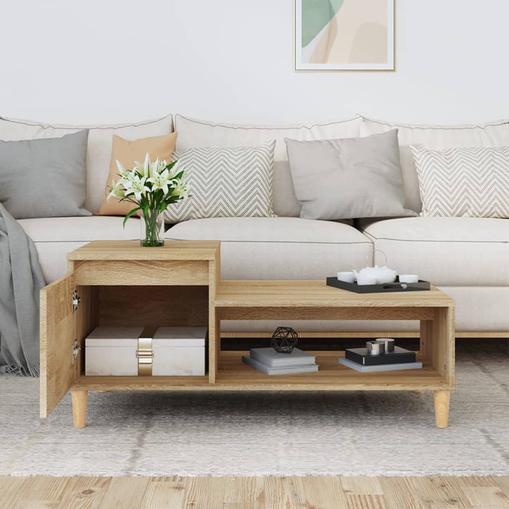 vidaXL Salontafel 100x50x45 cm bewerkt hout sonoma eiken afbeelding