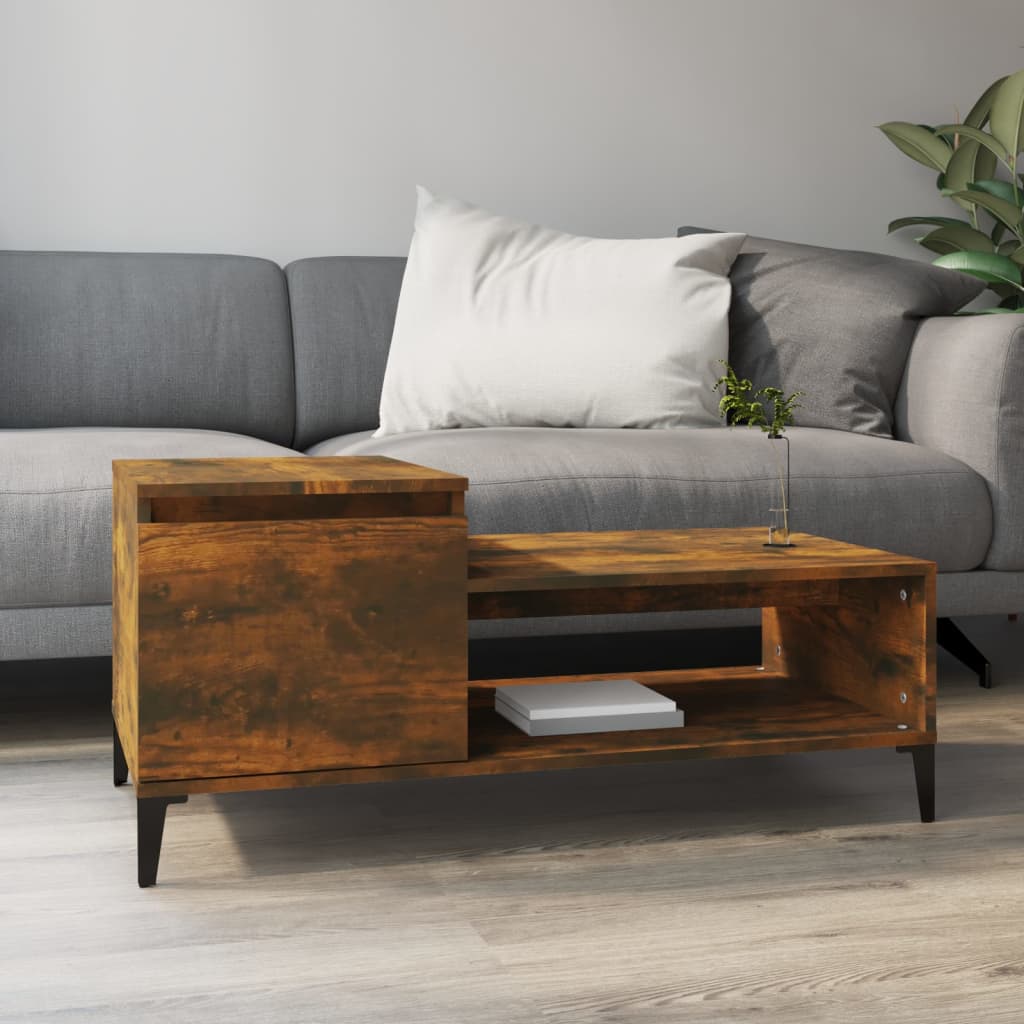 Photos - Coffee Table VidaXL  Smoked Oak 100x50x45 cm Engineered Wood 