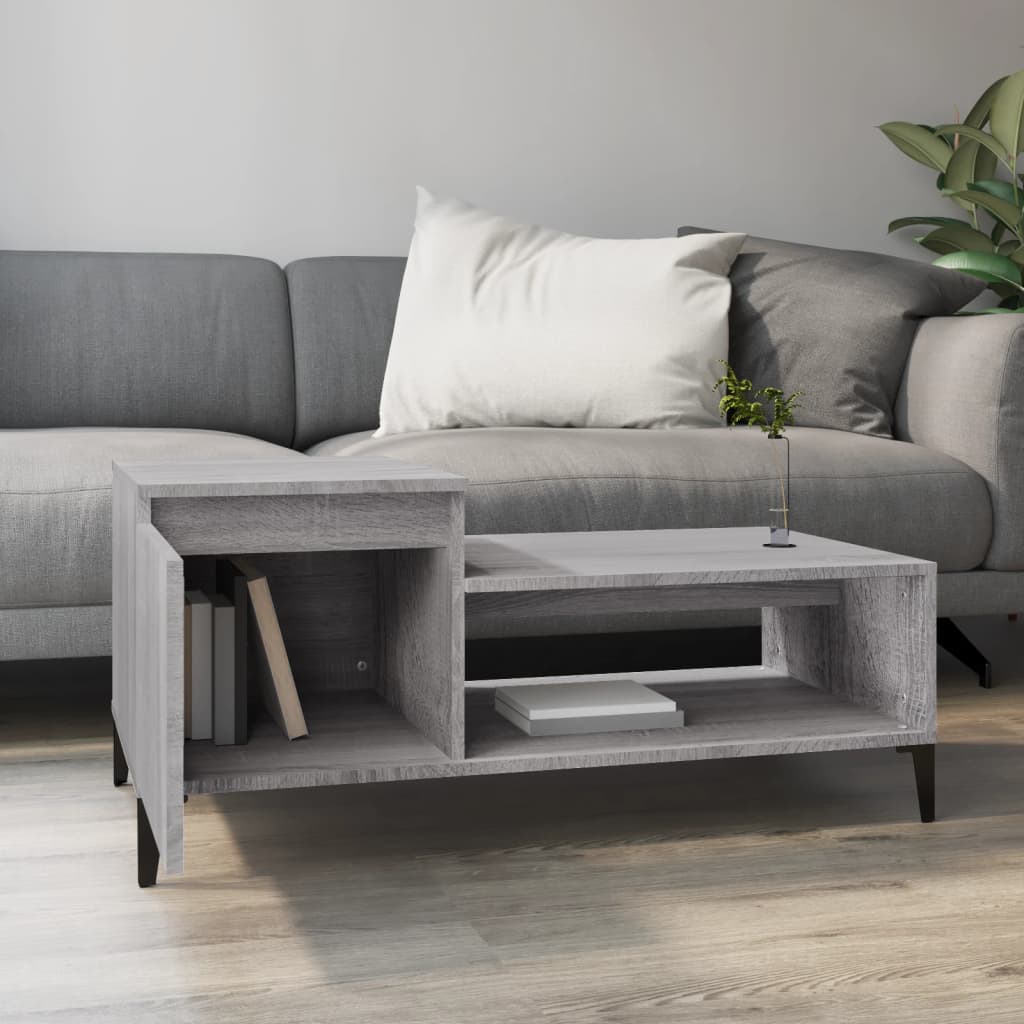 vidaXL Salontafel 100x50x45 cm bewerkt hout grijs sonoma afbeelding