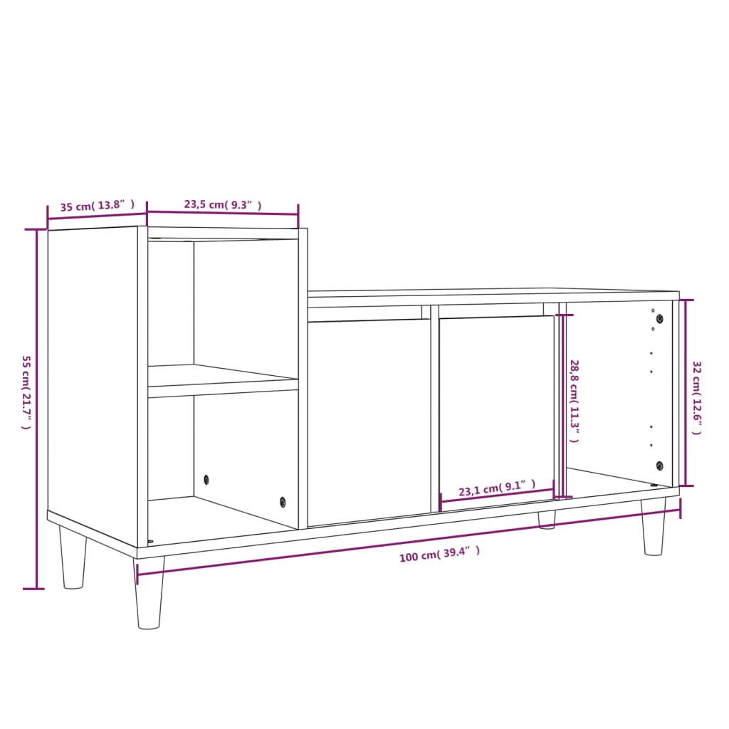 TV ormarić crni 100 x 35 x 55 cm od konstruiranog drva