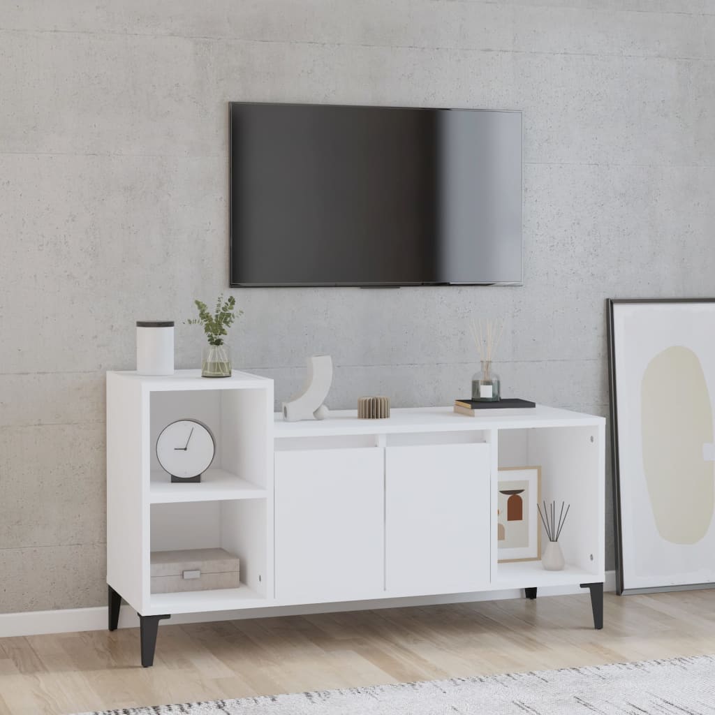 Meuble TV Blanc 100x35x55 cm Bois d’ingénierie | meublestv.fr 2
