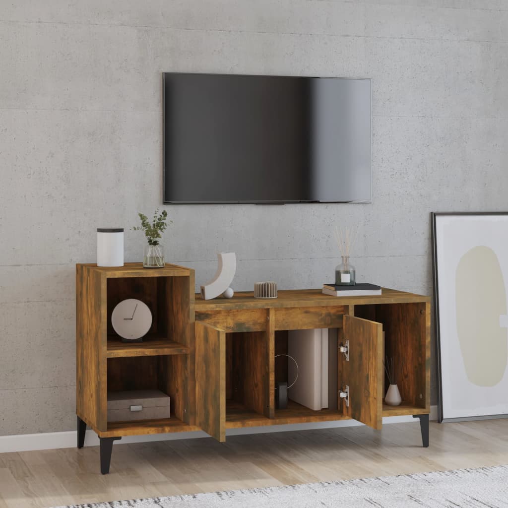 vidaXL Comodă TV, stejar fumuriu, 100x35x55 cm, lemn prelucrat